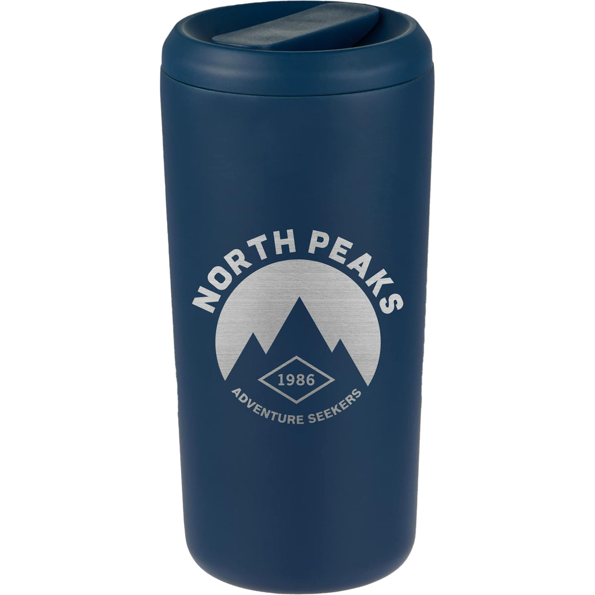 Drake Recycled Tumbler with Twist Lid, 16 oz Laser Engraving - Midnight Blue - Front