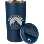 Drake Recycled Tumbler with Twist Lid, 16 oz Laser Engraving - Midnight Blue - Lid Flat