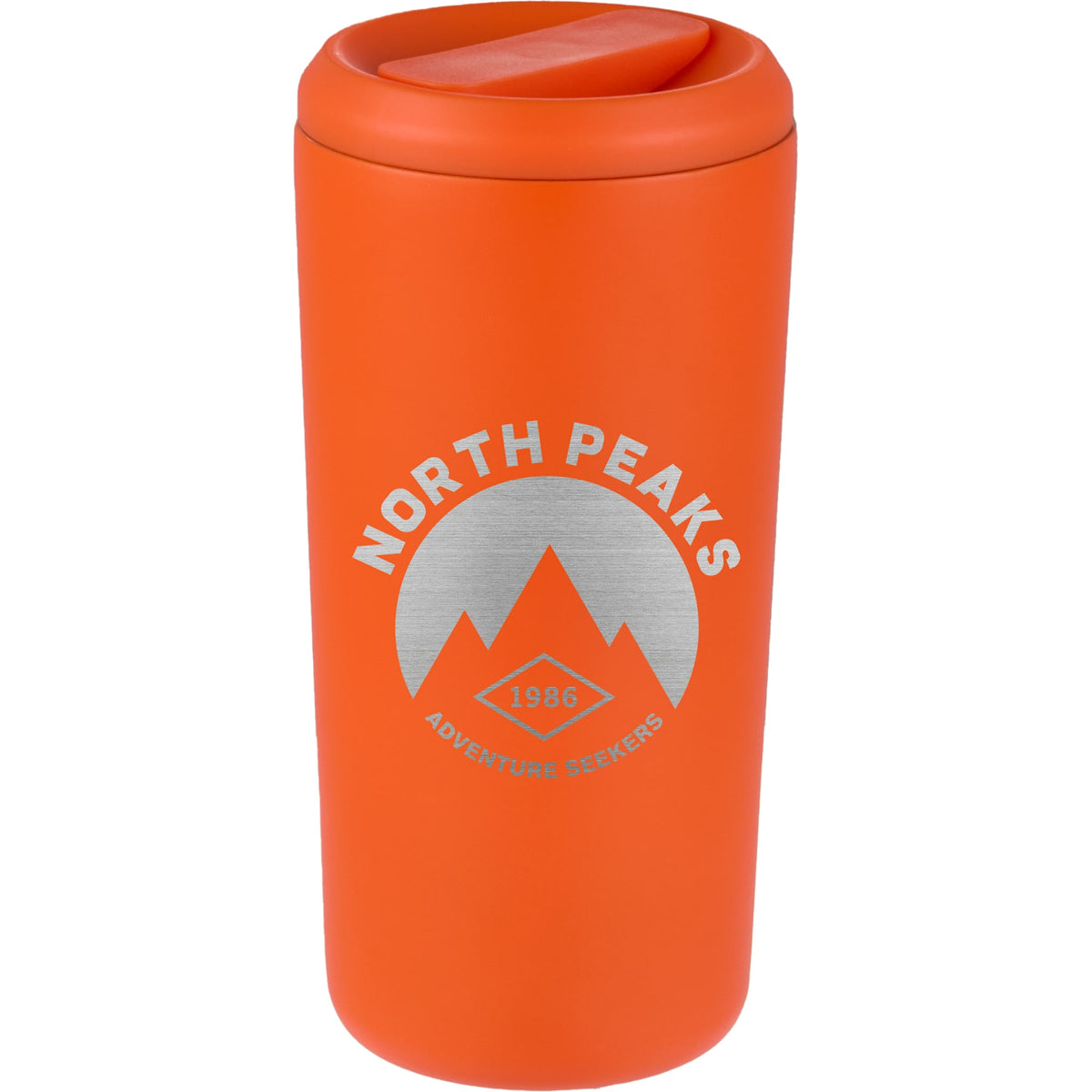 Drake Recycled Tumbler with Twist Lid, 16 oz Laser Engraving - Orange - Front