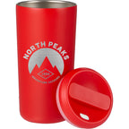 Drake Recycled Tumbler with Twist Lid, 16 oz Laser Engraving - Red - Lid Front