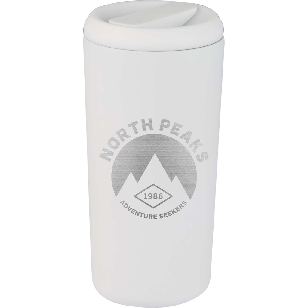 Drake Recycled Tumbler with Twist Lid, 16 oz Laser Engraving - White - Front