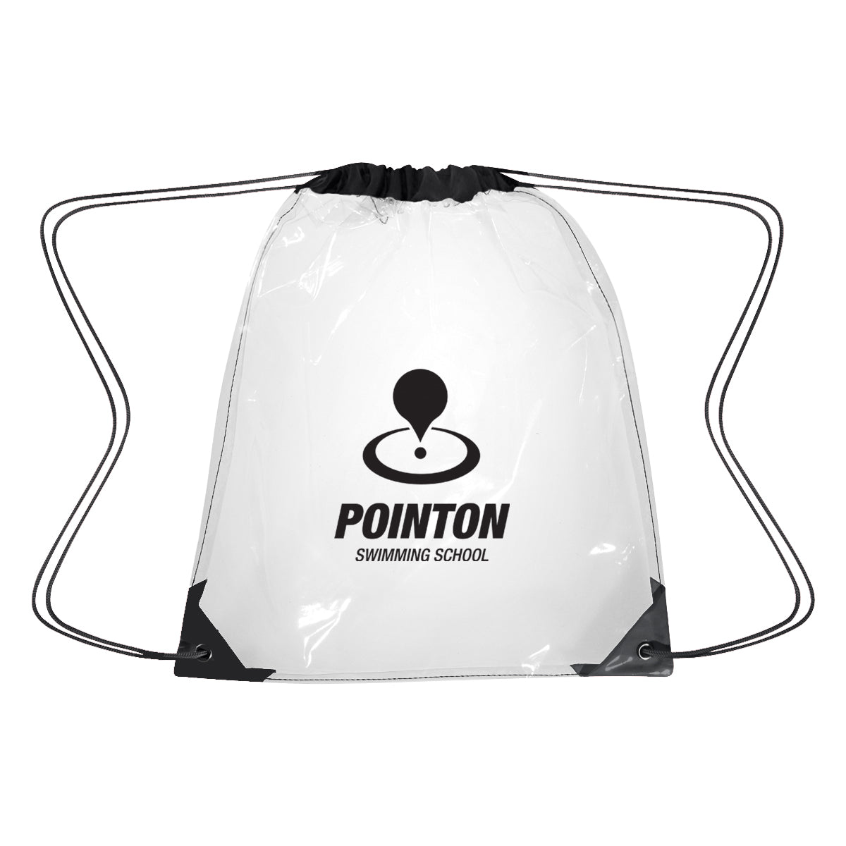 Drawstring Backpack in Clear EVA - Clear with Black - Silk Screen