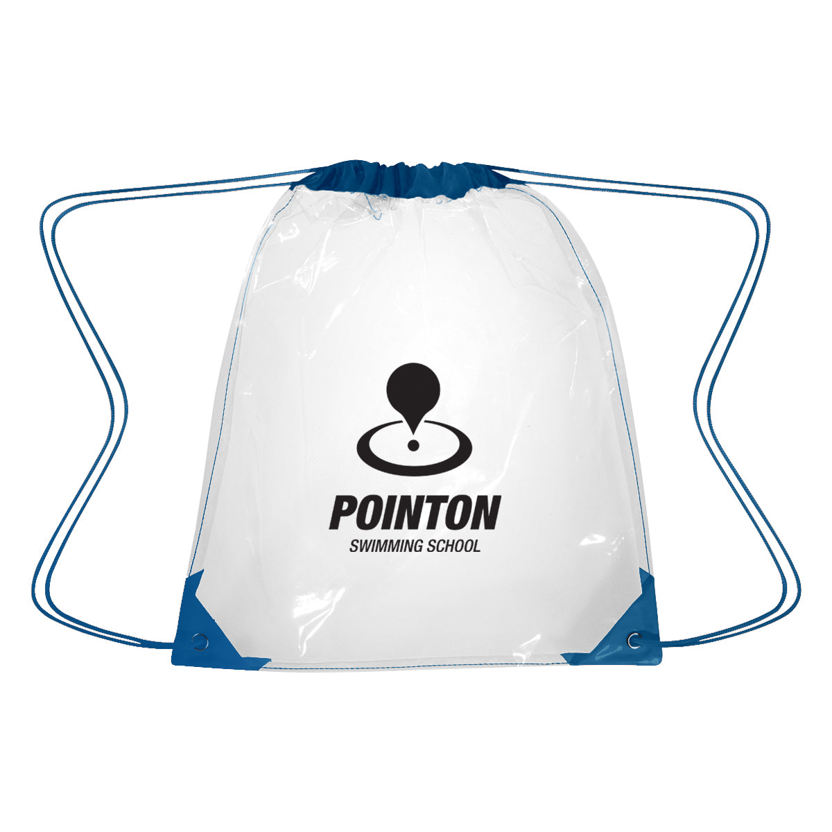 Drawstring Backpack in Clear EVA - Clear With Royal - Silk Screen
