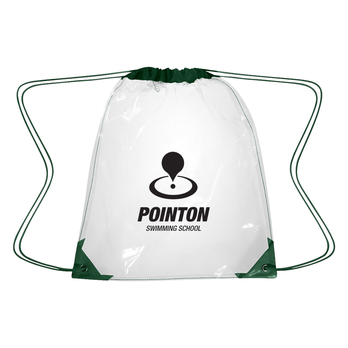 Drawstring Backpack in Clear EVA - Forest Green - Silk Screen