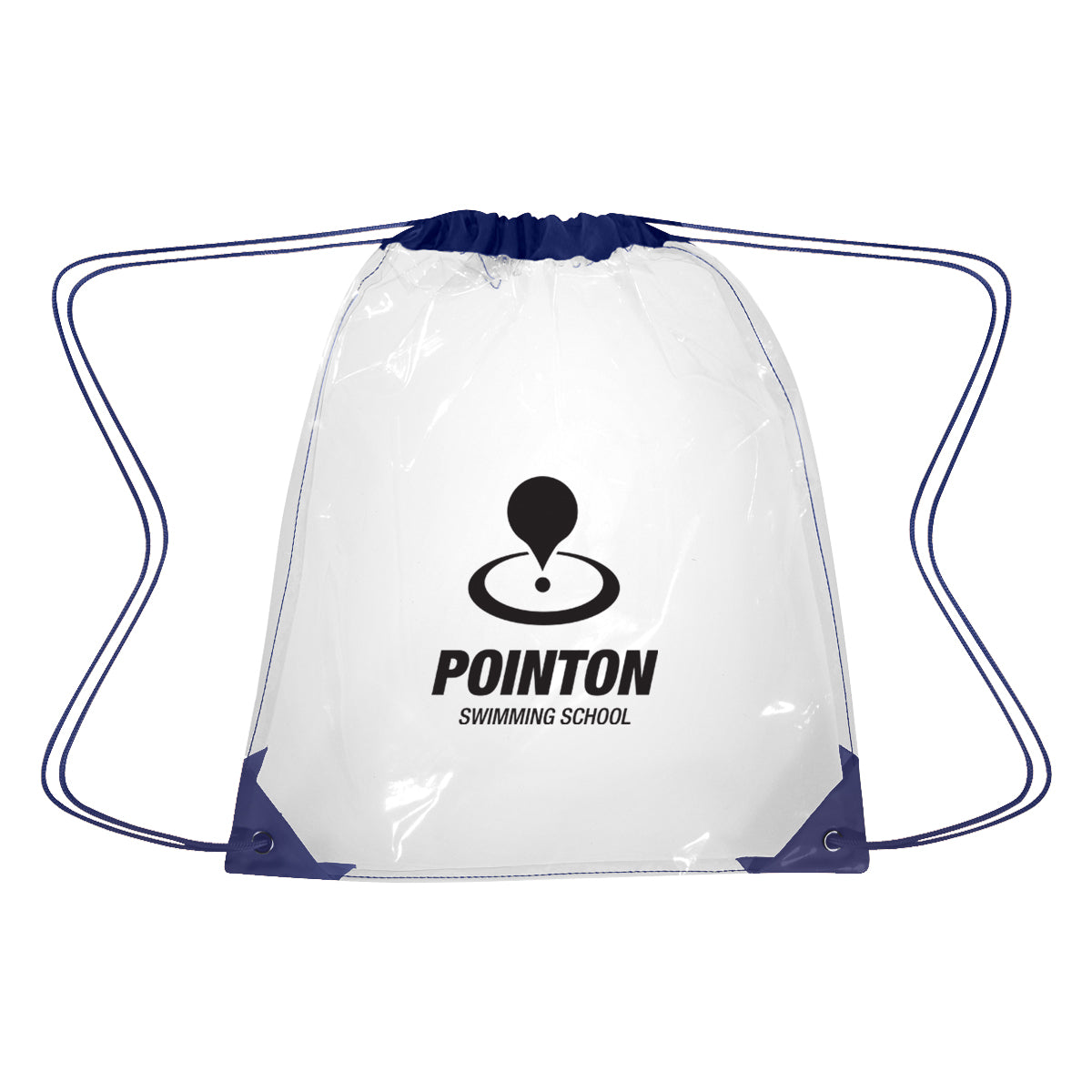 Drawstring Backpack in Clear EVA - Navy - Silk Screen