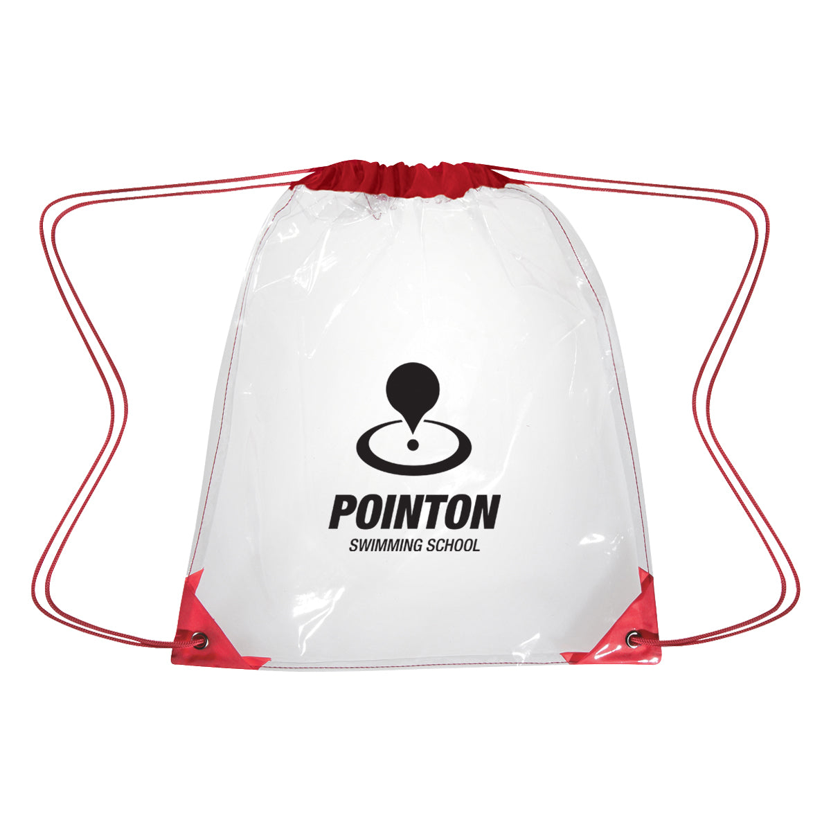 Drawstring Backpack in Clear EVA - Red - Silk Screen