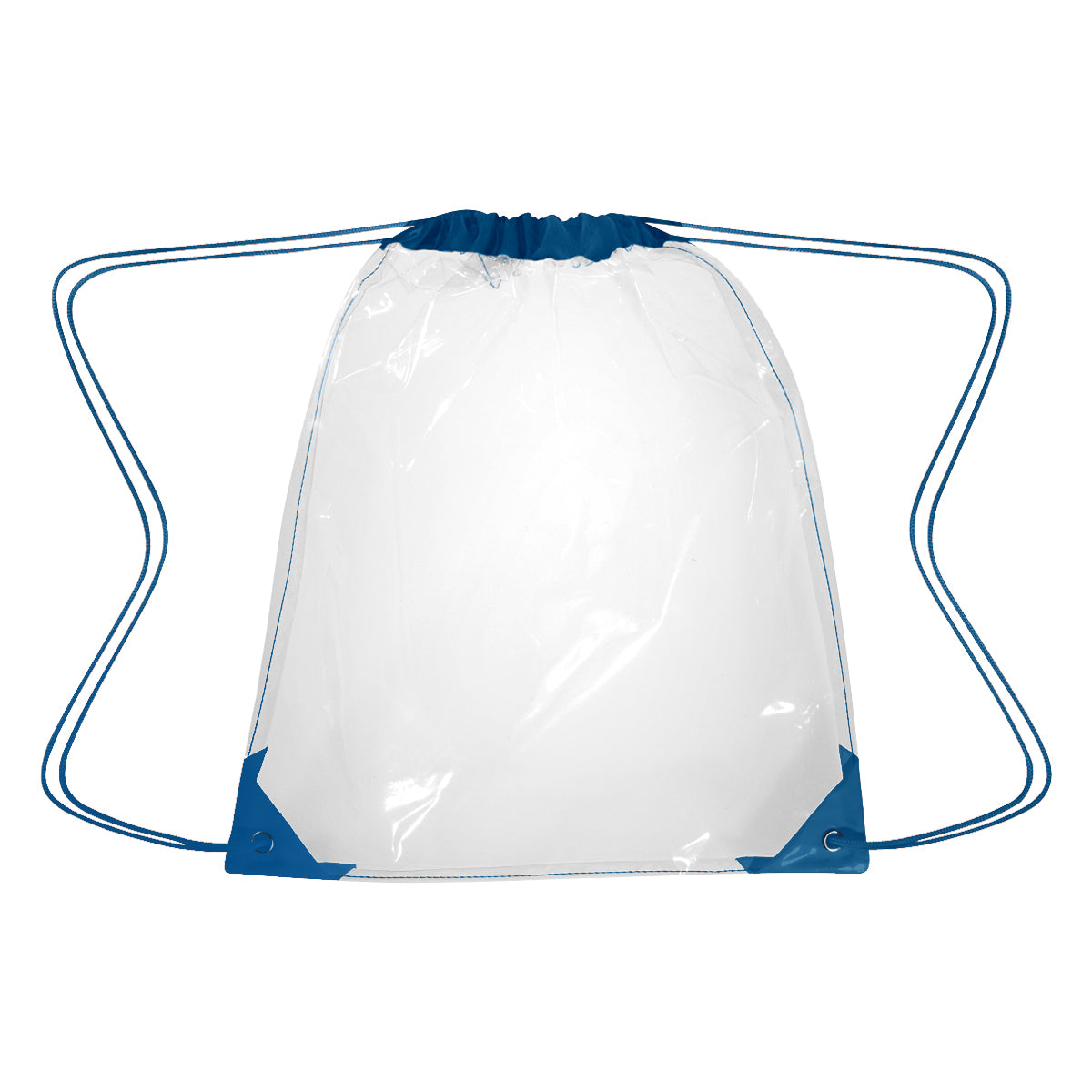 Drawstring Backpack in Clear EVA - Royal Blue Trim - Blank
