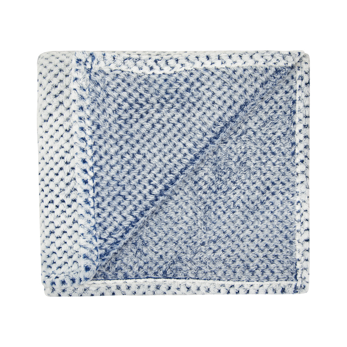 Dream Weaver Plush Blanket in Recycled PET - Navy - Folded