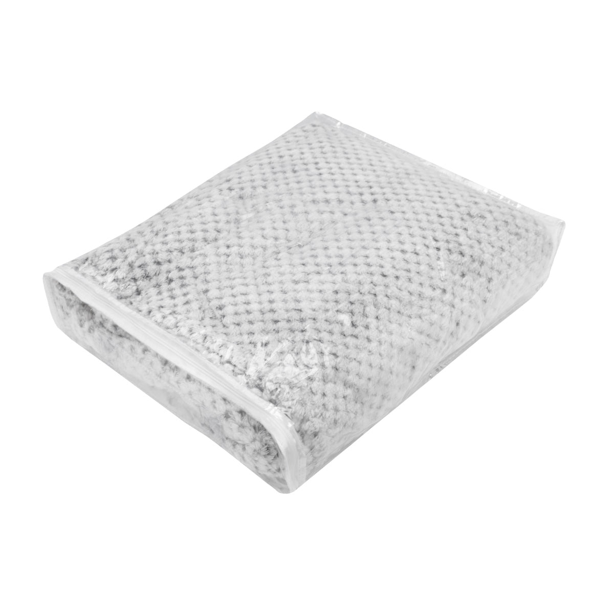 Dream Weaver Plush Blanket in Recycled PET - White with Gray - Bag
