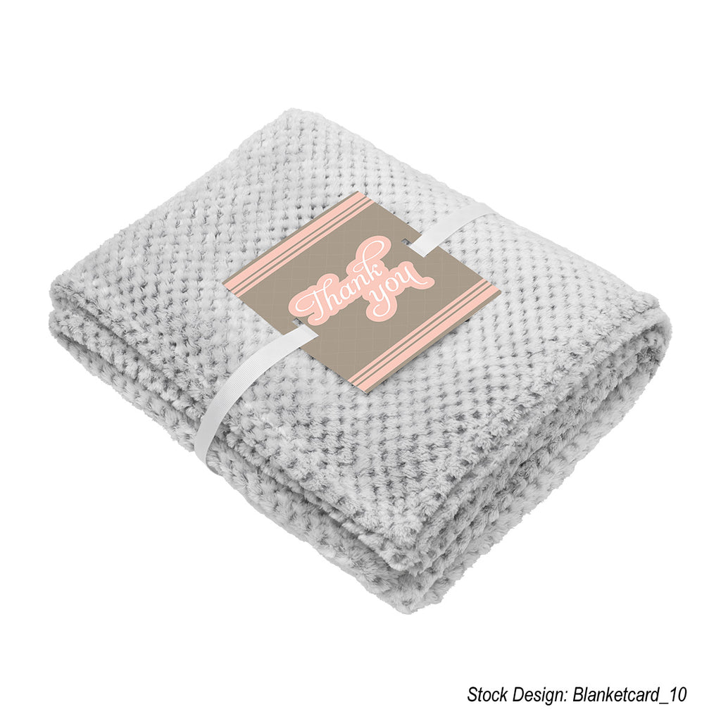 Dream Weaver Plush Blanket in Recycled PET - White with Gray - Card