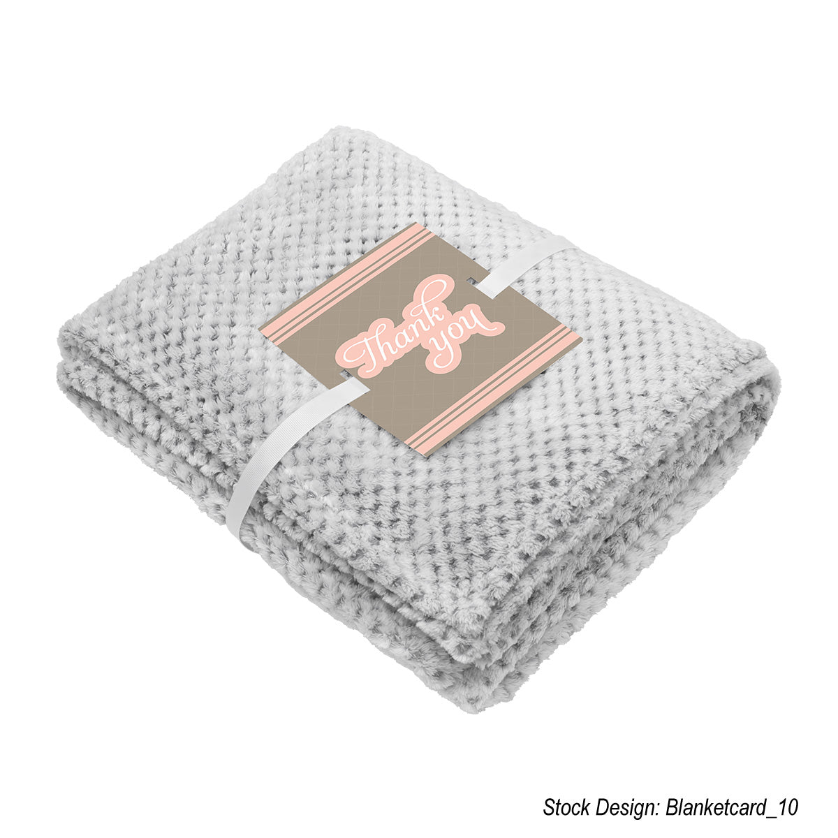 Dream Weaver Plush Blanket in Recycled PET - White with Gray - Card