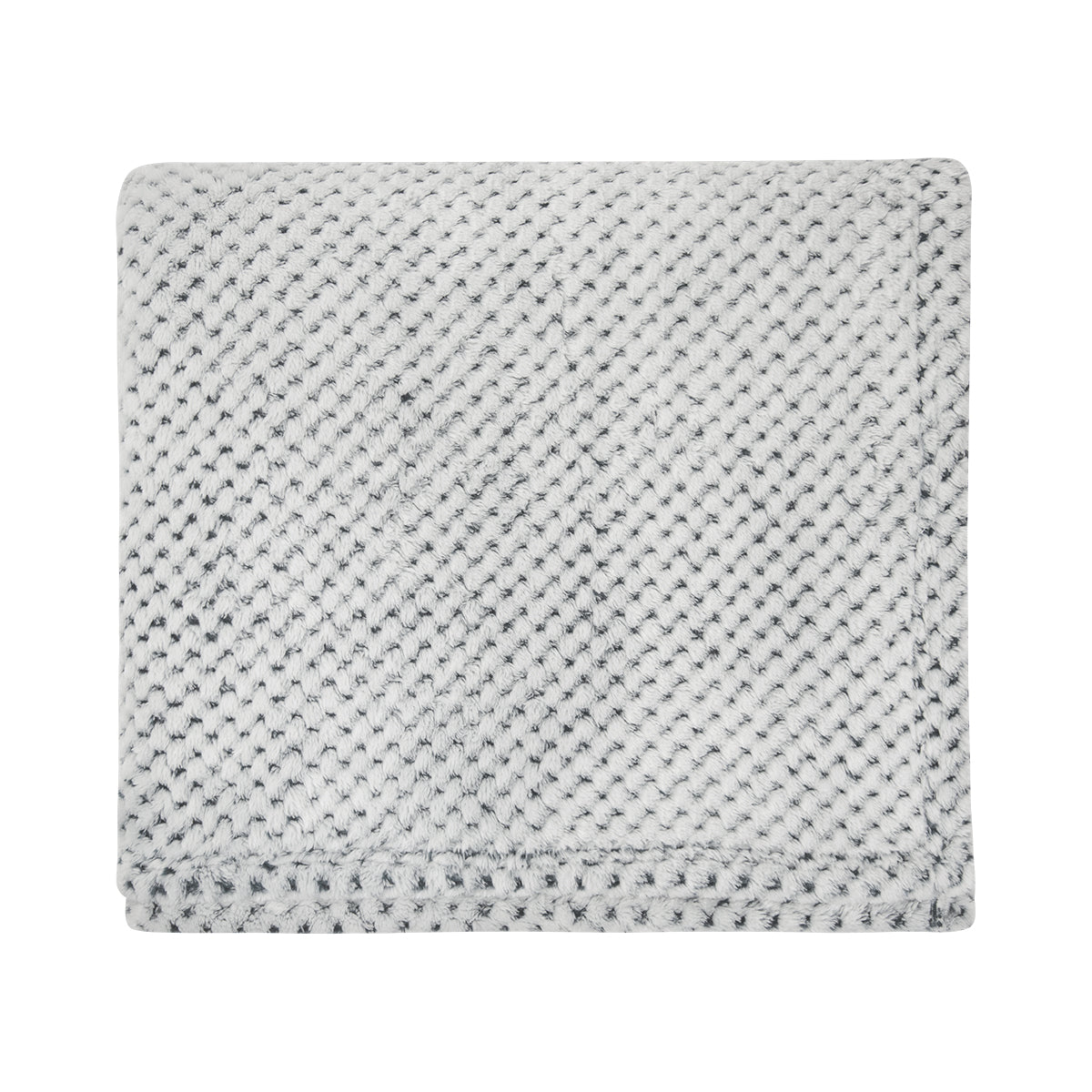 Dream Weaver Plush Blanket in Recycled PET - White with Gray - Front