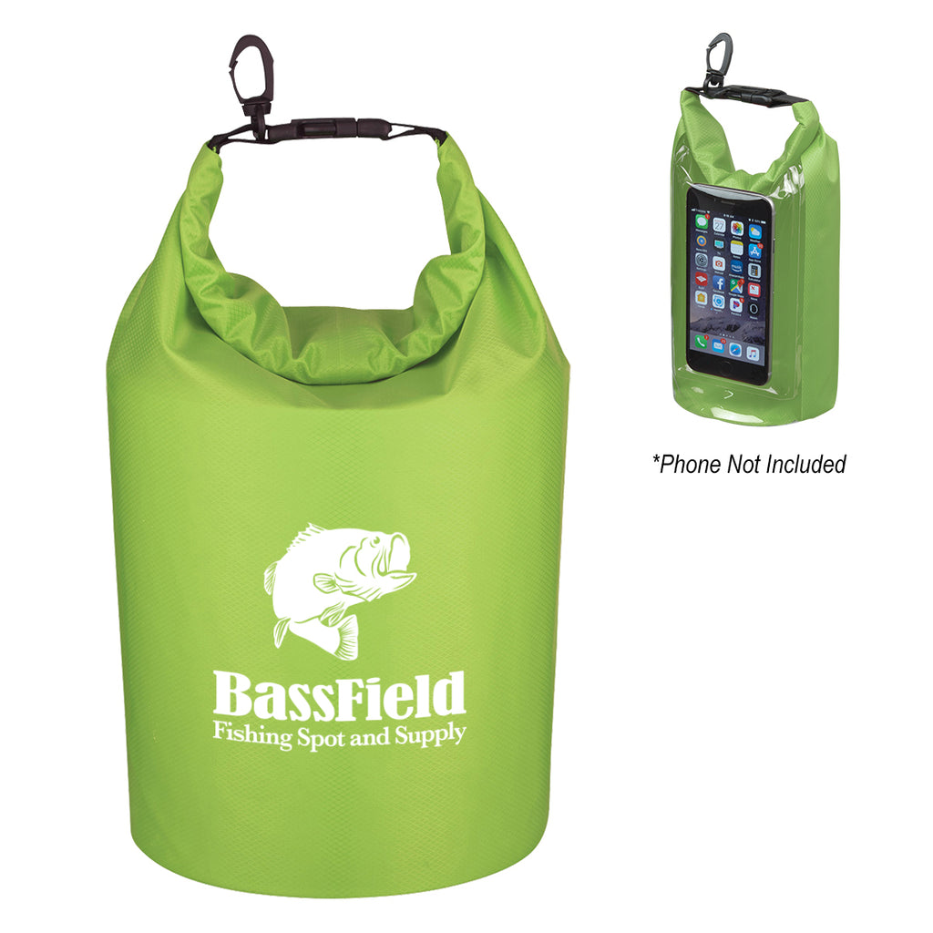 Dry Bag with Window, Waterproof - Lime Green - Silk Screen