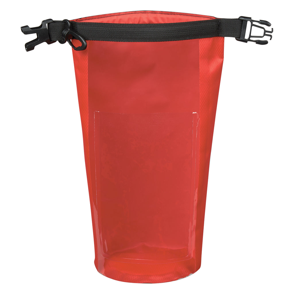 Dry Bag with Window, Waterproof - Red - Open