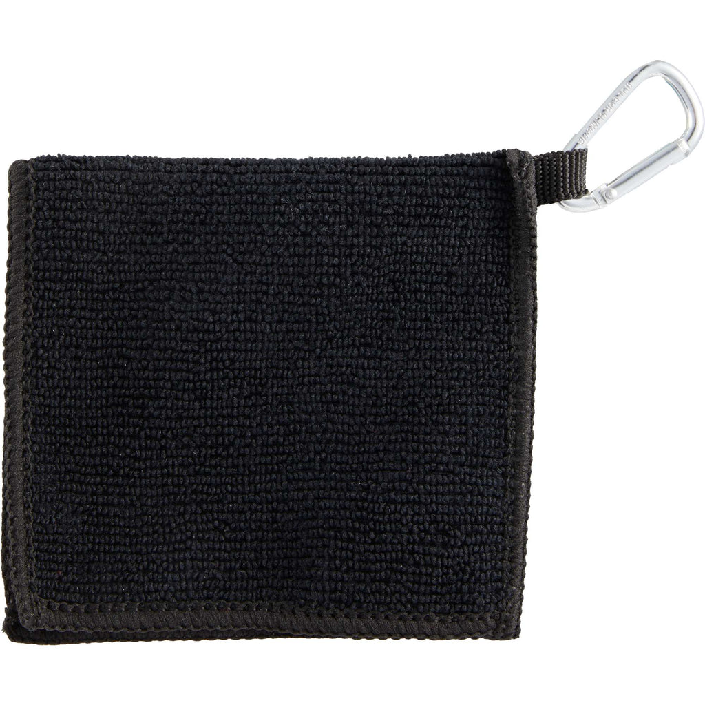 Dual Layer Golf Scrubber Towel with Clip - Black - Back