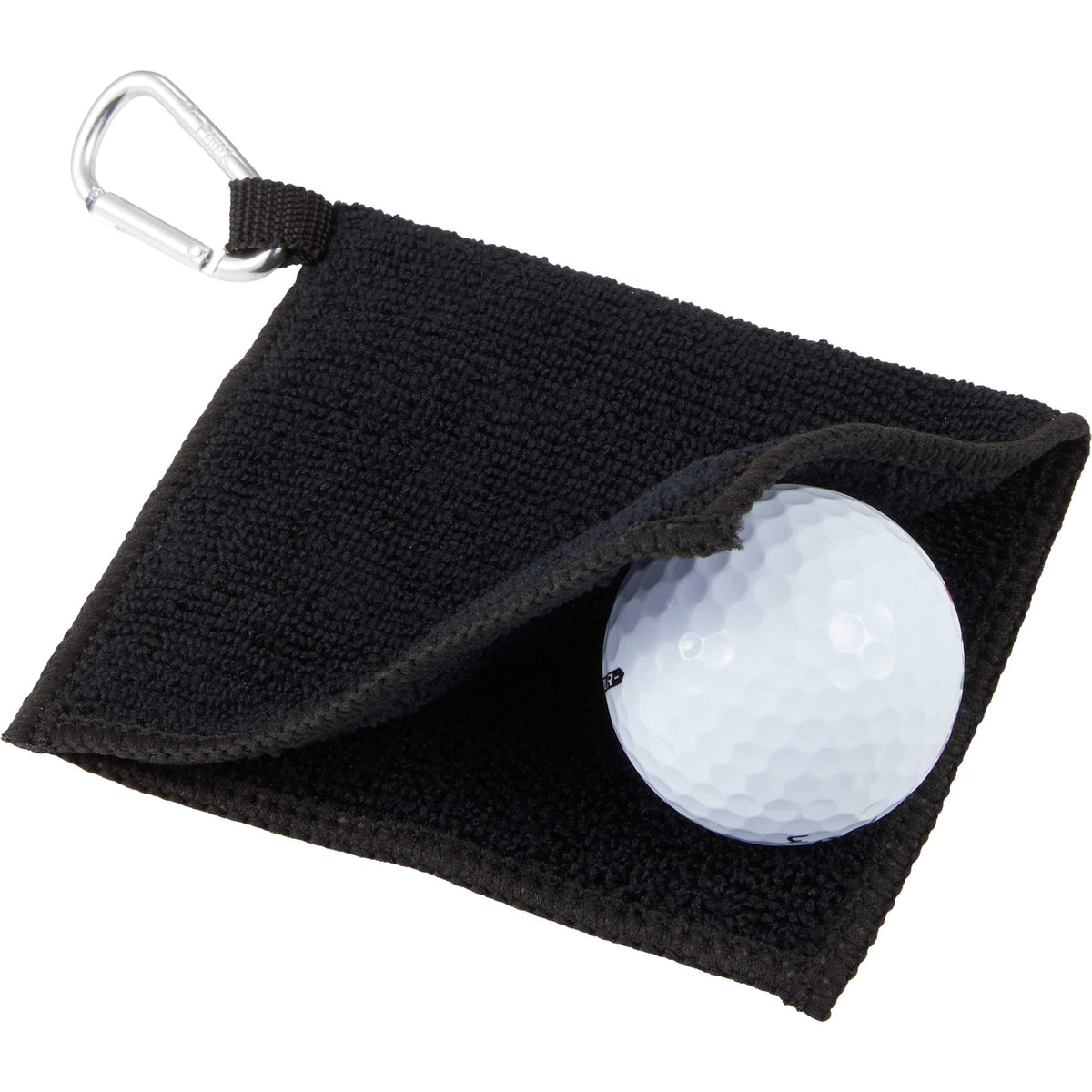 Dual Layer Golf Scrubber Towel with Clip - Black - Detail