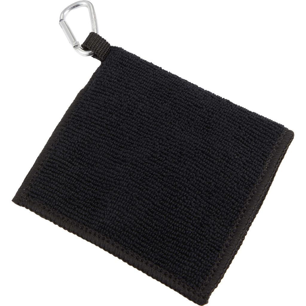 Dual Layer Golf Scrubber Towel with Clip - Black - Left Angle