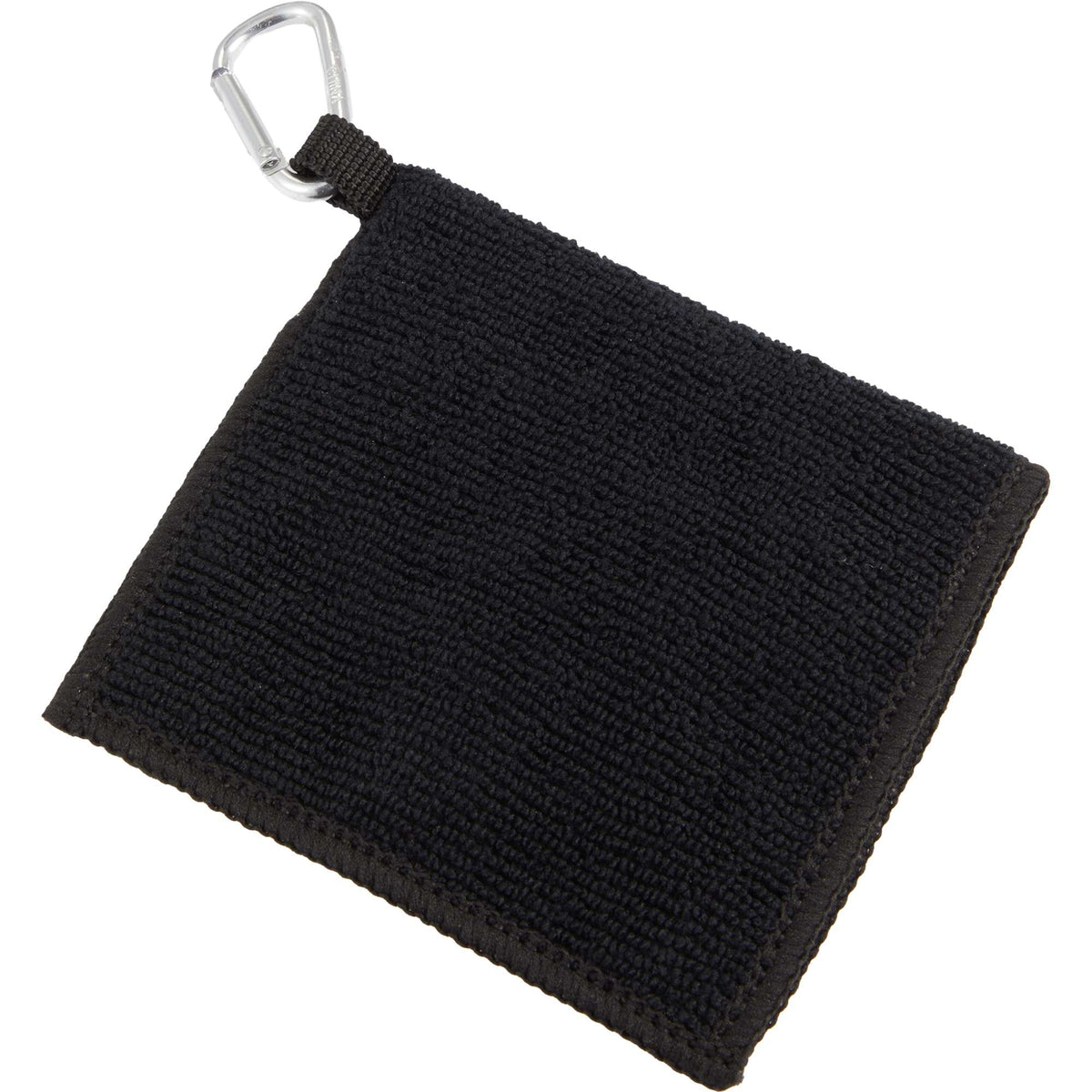 Dual Layer Golf Scrubber Towel with Clip - Black - Left Angle