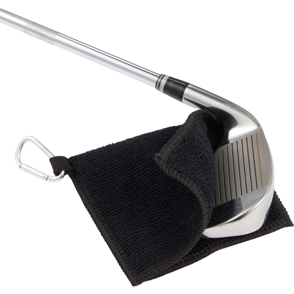 Dual Layer Golf Scrubber Towel with Clip Full Color - Black - Detail 4