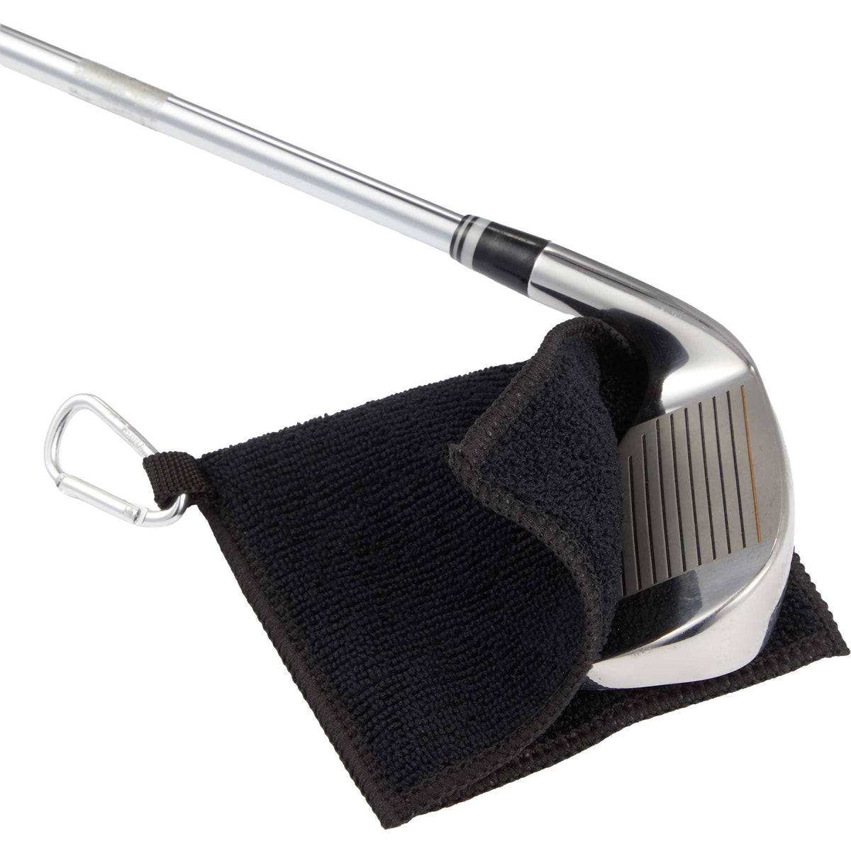 Dual Layer Golf Scrubber Towel with Clip Full Color - Black - Detail 4