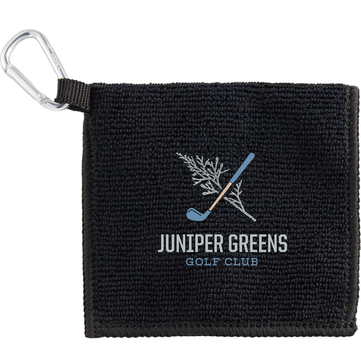 Dual Layer Golf Scrubber Towel with Clip Full Color - Black - Front