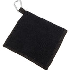 Dual Layer Golf Scrubber Towel with Clip Full Color - Black - Left Angle