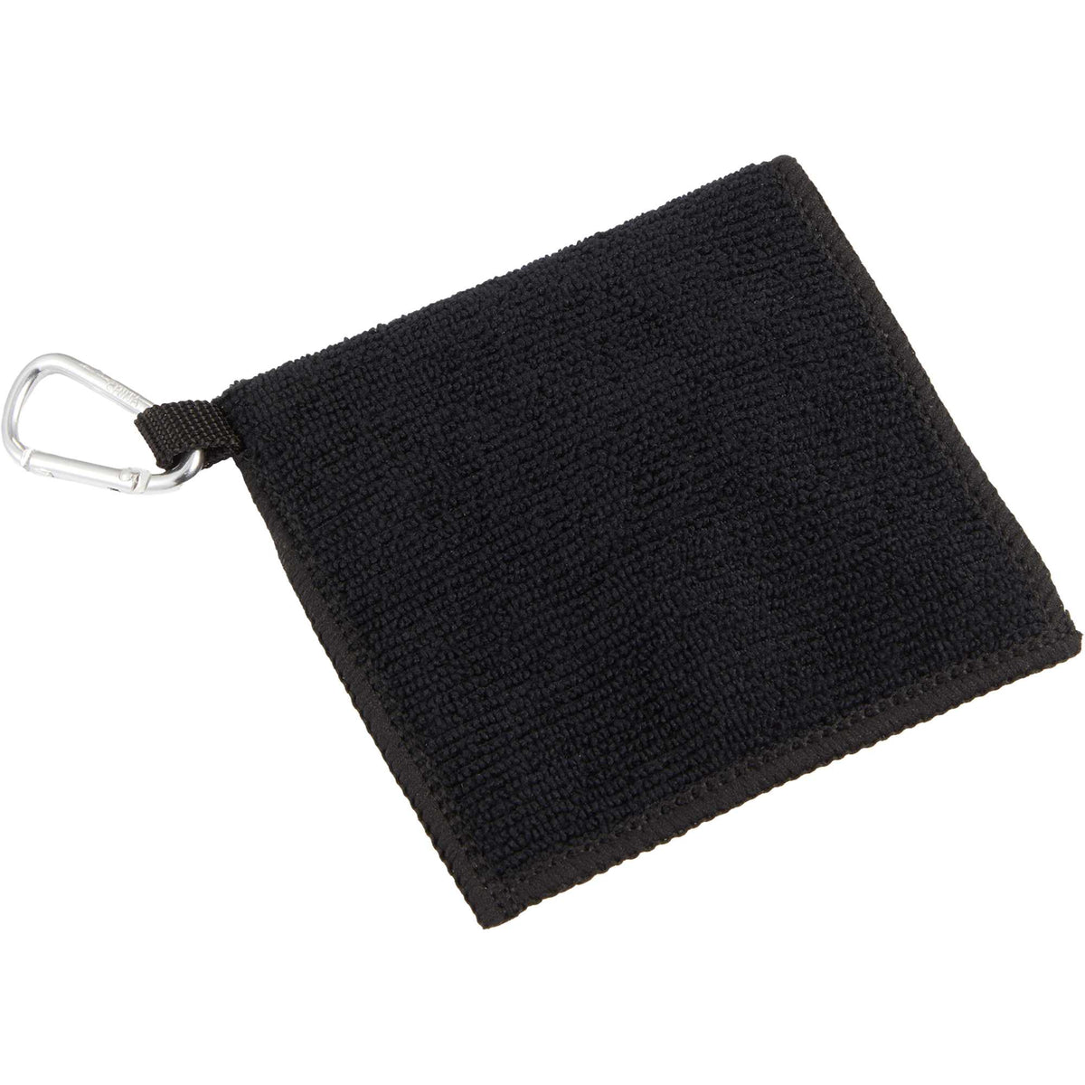 Dual Layer Golf Scrubber Towel with Clip Full Color - Black - Right Angle