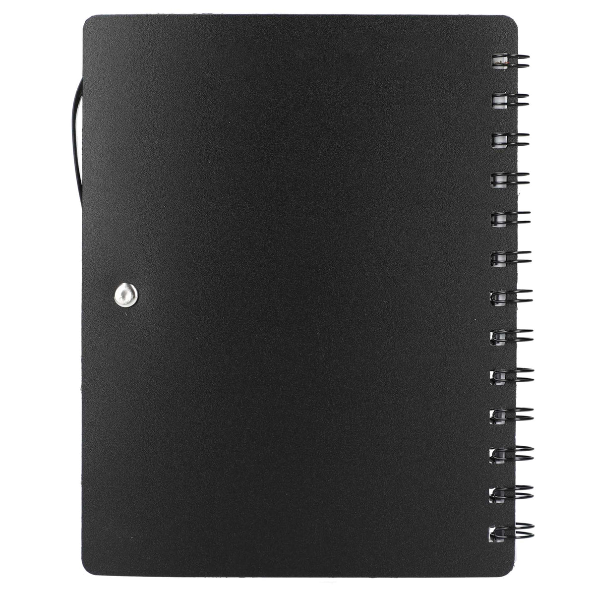 Dual Pocket Spiral Notebook with RPET Pen, 5 x 7 Inches - Black - Back