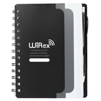 Dual Pocket Spiral Notebook with RPET Pen, 5 x 7 Inches - Black - Front