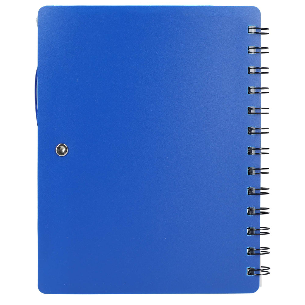 Dual Pocket Spiral Notebook with RPET Pen, 5 x 7 Inches - Blue - Back