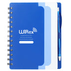 Dual Pocket Spiral Notebook with RPET Pen, 5 x 7 Inches - Blue - Front