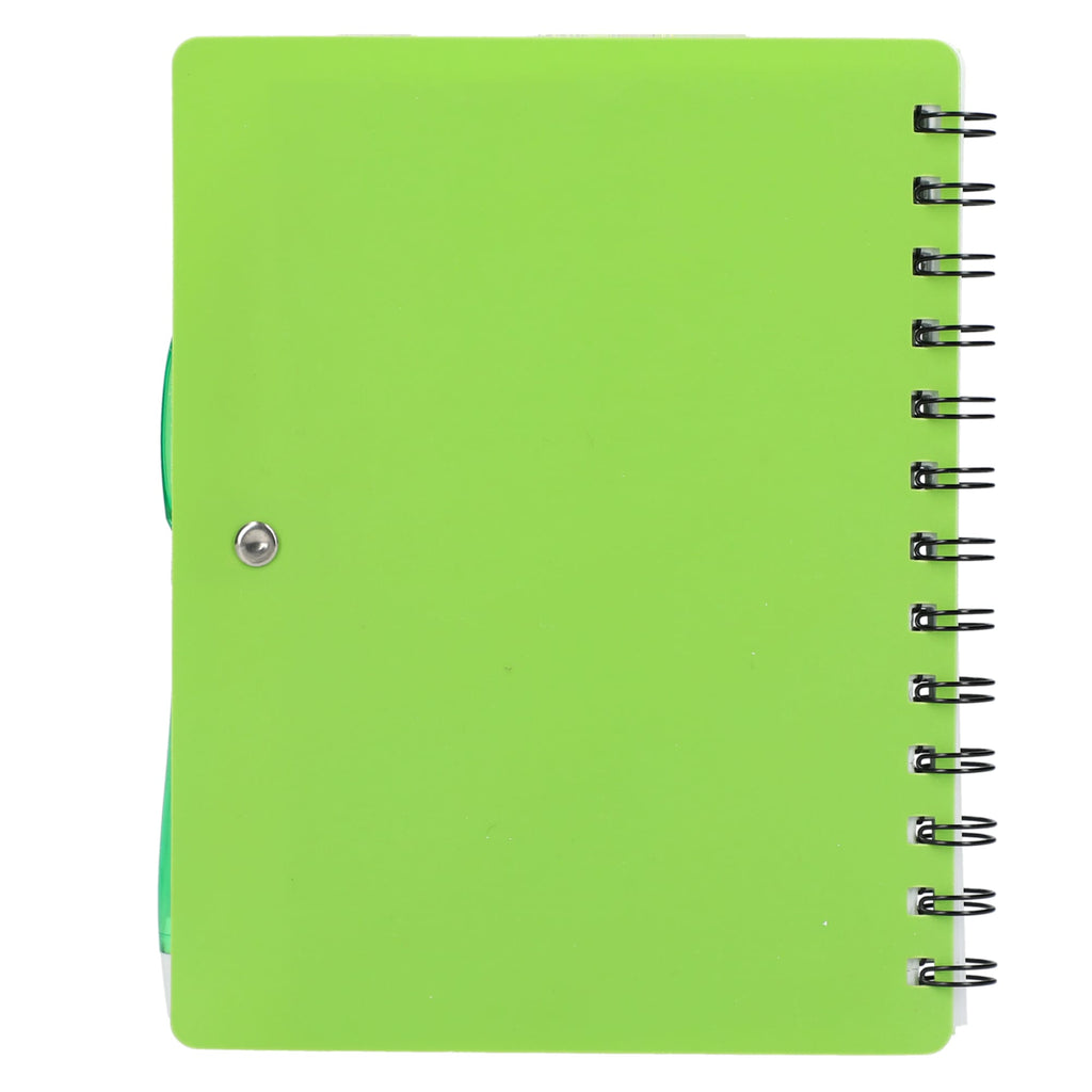 Dual Pocket Spiral Notebook with RPET Pen, 5 x 7 Inches - Lime - Back
