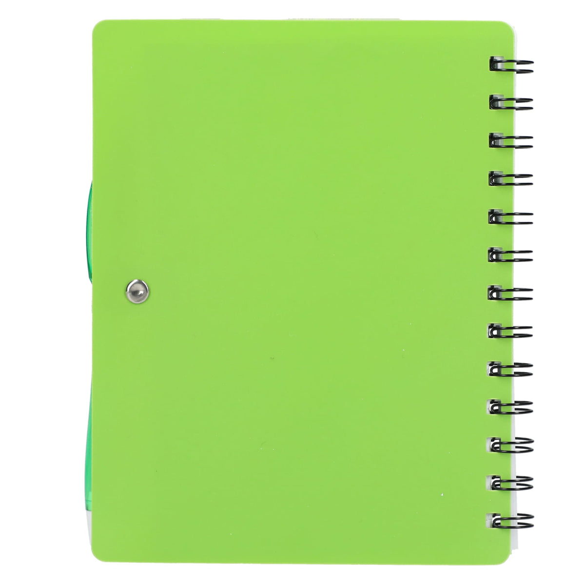 Dual Pocket Spiral Notebook with RPET Pen, 5 x 7 Inches - Lime - Back
