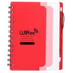 Dual Pocket Spiral Notebook with RPET Pen, 5 x 7 Inches - Red - Front