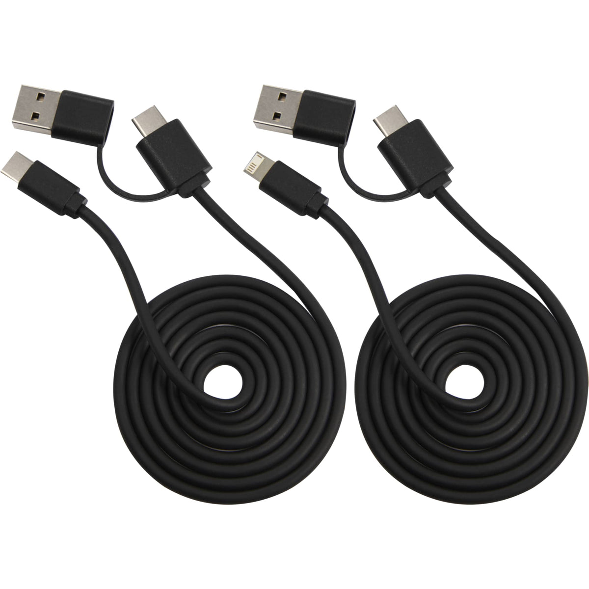 Dual Power Charging Cable Kit with Pouch Transfer - Black - Front 2