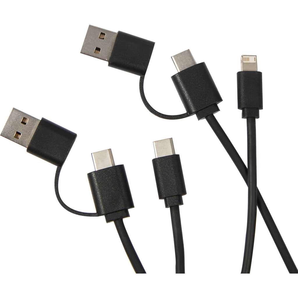 Dual Power Charging Cable Kit with Pouch Transfer - Black - Usbs