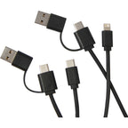 Dual Power Charging Cable Kit with Pouch Transfer - Black - Usbs