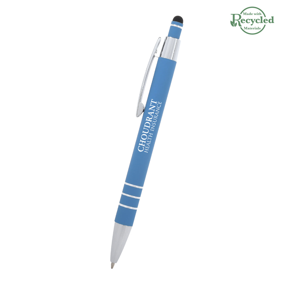 Dublin Pen with Stylus - Light Blue - Silk Screen