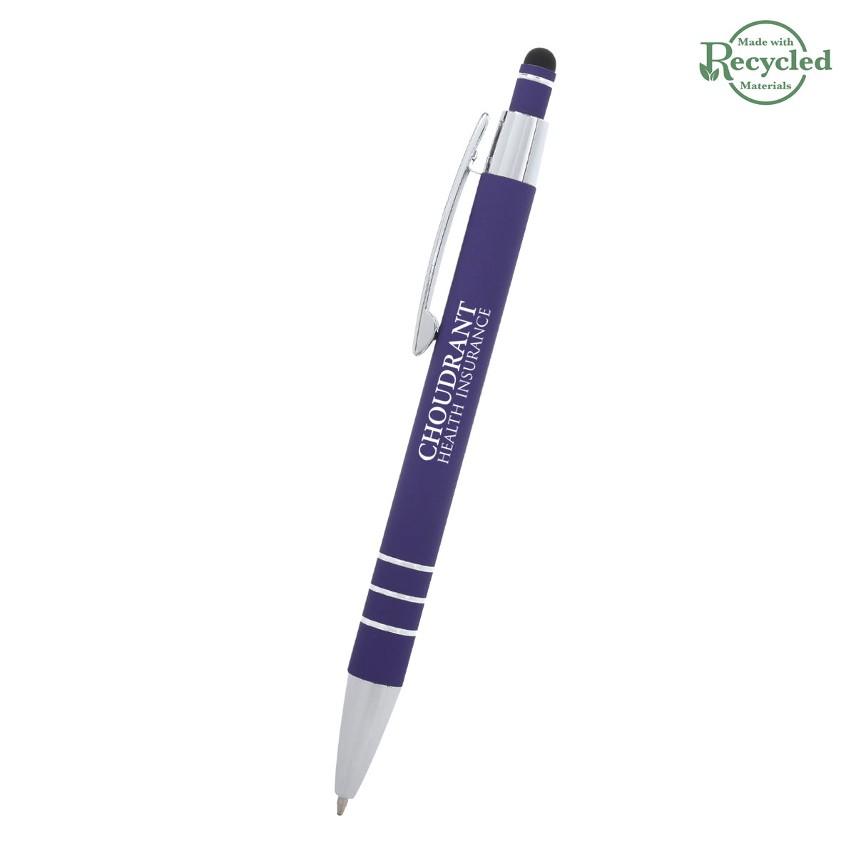 Dublin Pen with Stylus - Purple - Silk Screen