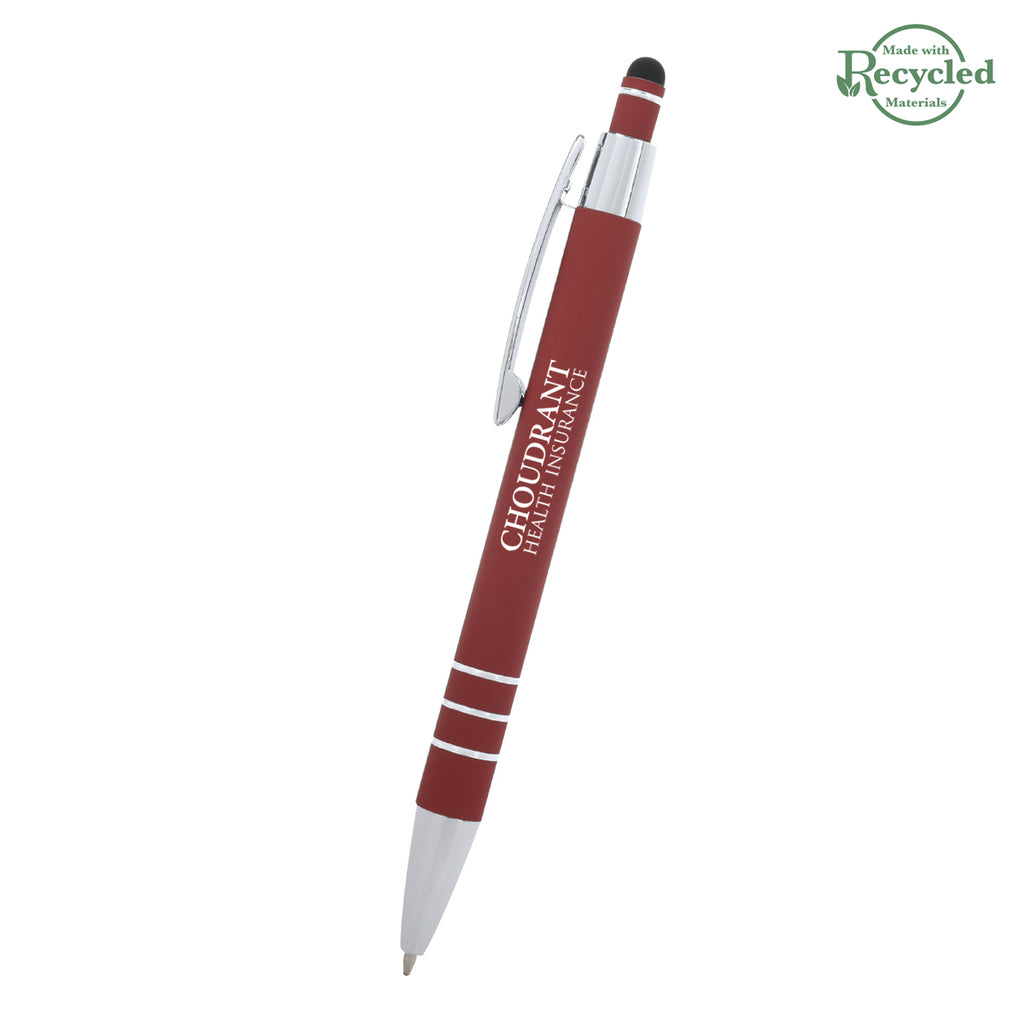 Dublin Pen with Stylus - Red - Silk Screen