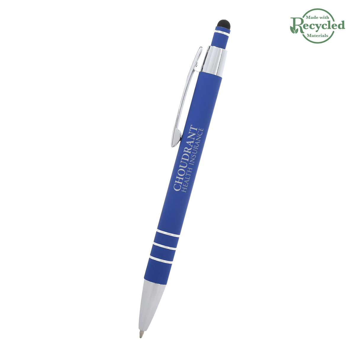 Dublin Pen with Stylus - Royal Blue - Laser Engraving