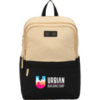 Duo Color Block Backpack in Recycled Polyester, 15 Inch - Black - Front