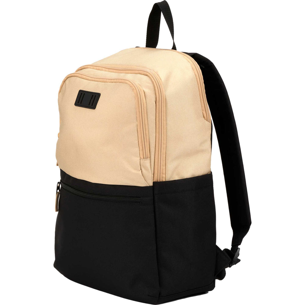 Duo Color Block Backpack in Recycled Polyester, 15 Inch - Black - Left Angle