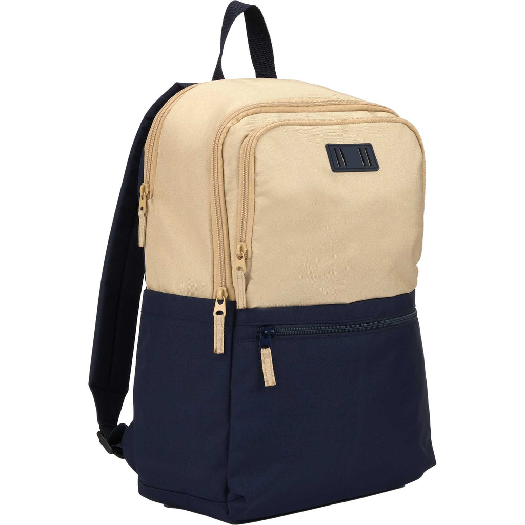 Duo Color Block Backpack in Recycled Polyester, 15 Inch - Navy - Right Angle