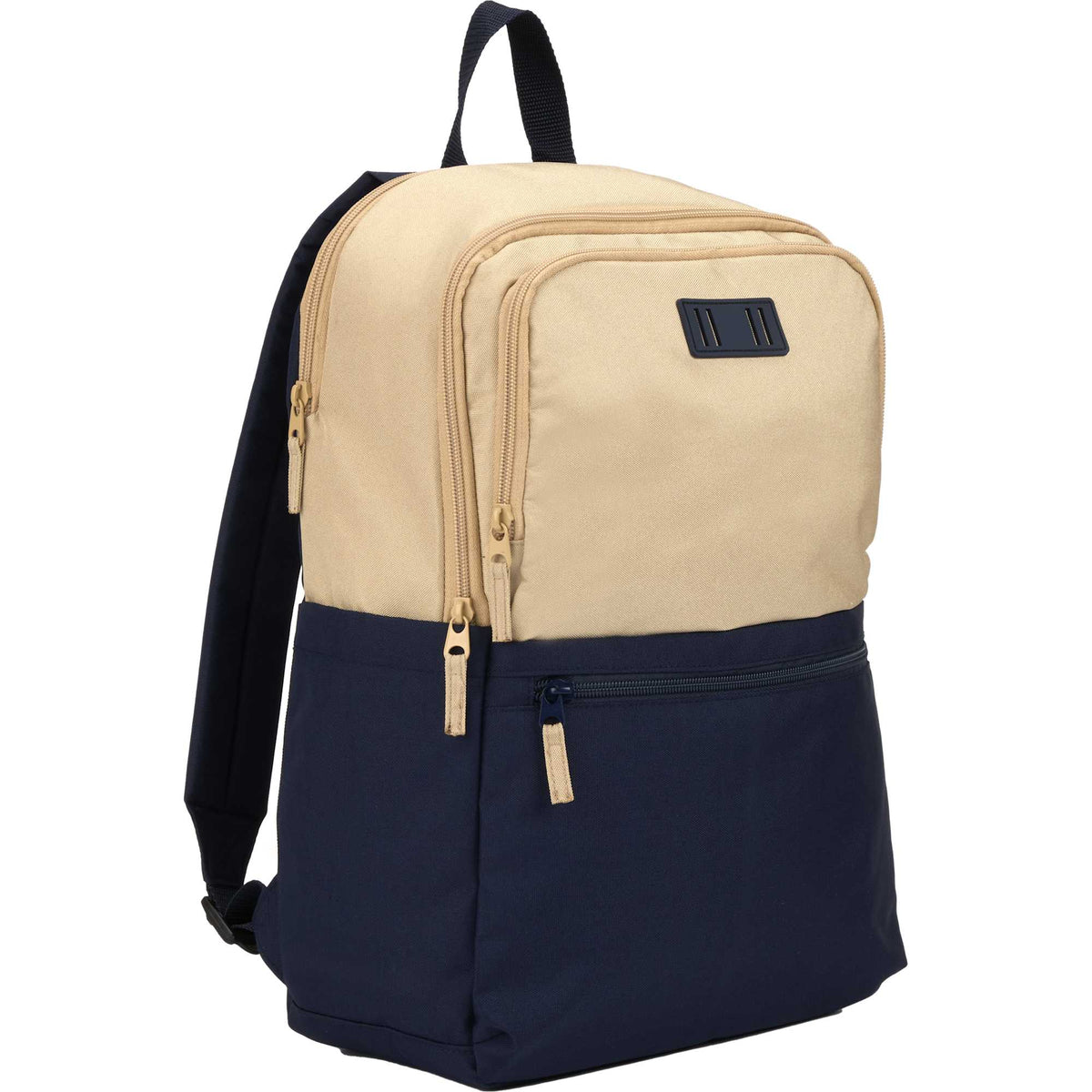 Duo Color Block Backpack in Recycled Polyester, 15 Inch - Navy - Right Angle