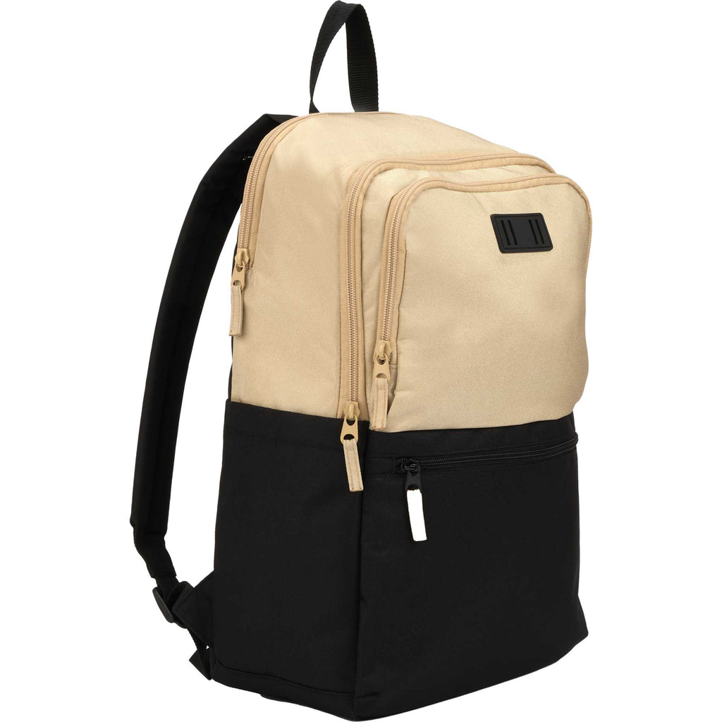 Duo Color Block Backpack in Recycled Polyester, 15 Inch Transfer - Black - Right Angle