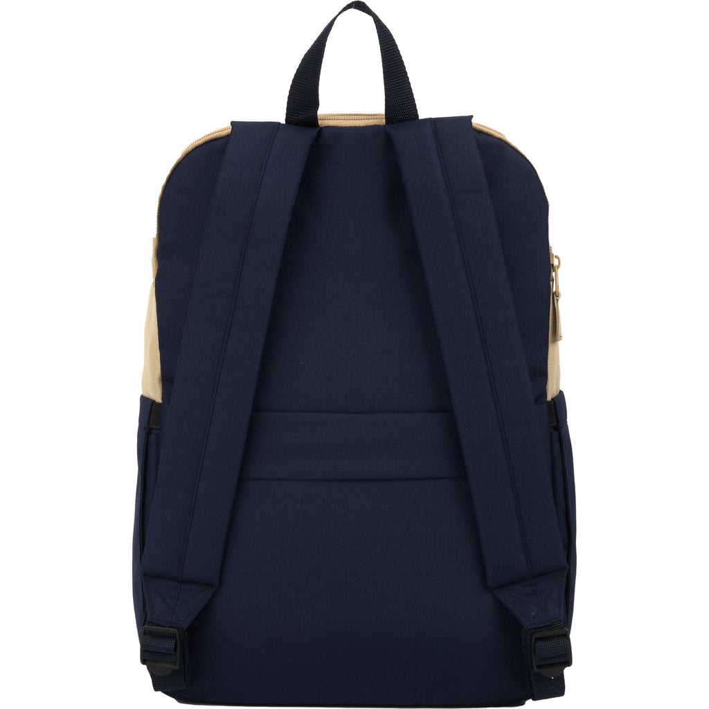 Duo Color Block Backpack in Recycled Polyester, 15 Inch Transfer - Navy - Back