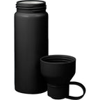 Duo Recycled Aluminum Bottle with Two-Opening Lid, 26 oz - Black - Front Detail