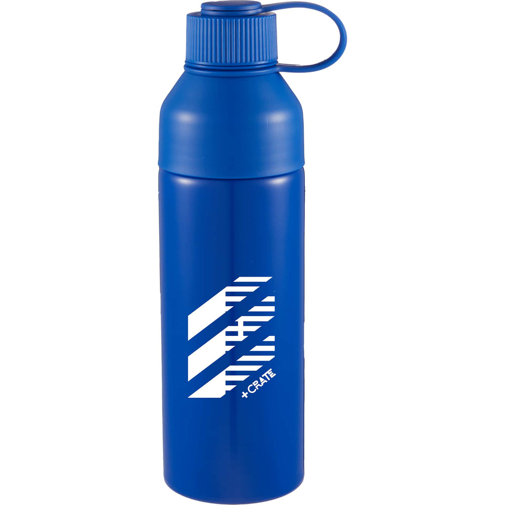 Duo Recycled Aluminum Bottle with Two-Opening Lid, 26 oz - Blue - Front