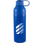 Duo Recycled Aluminum Bottle with Two-Opening Lid, 26 oz - Blue - Front